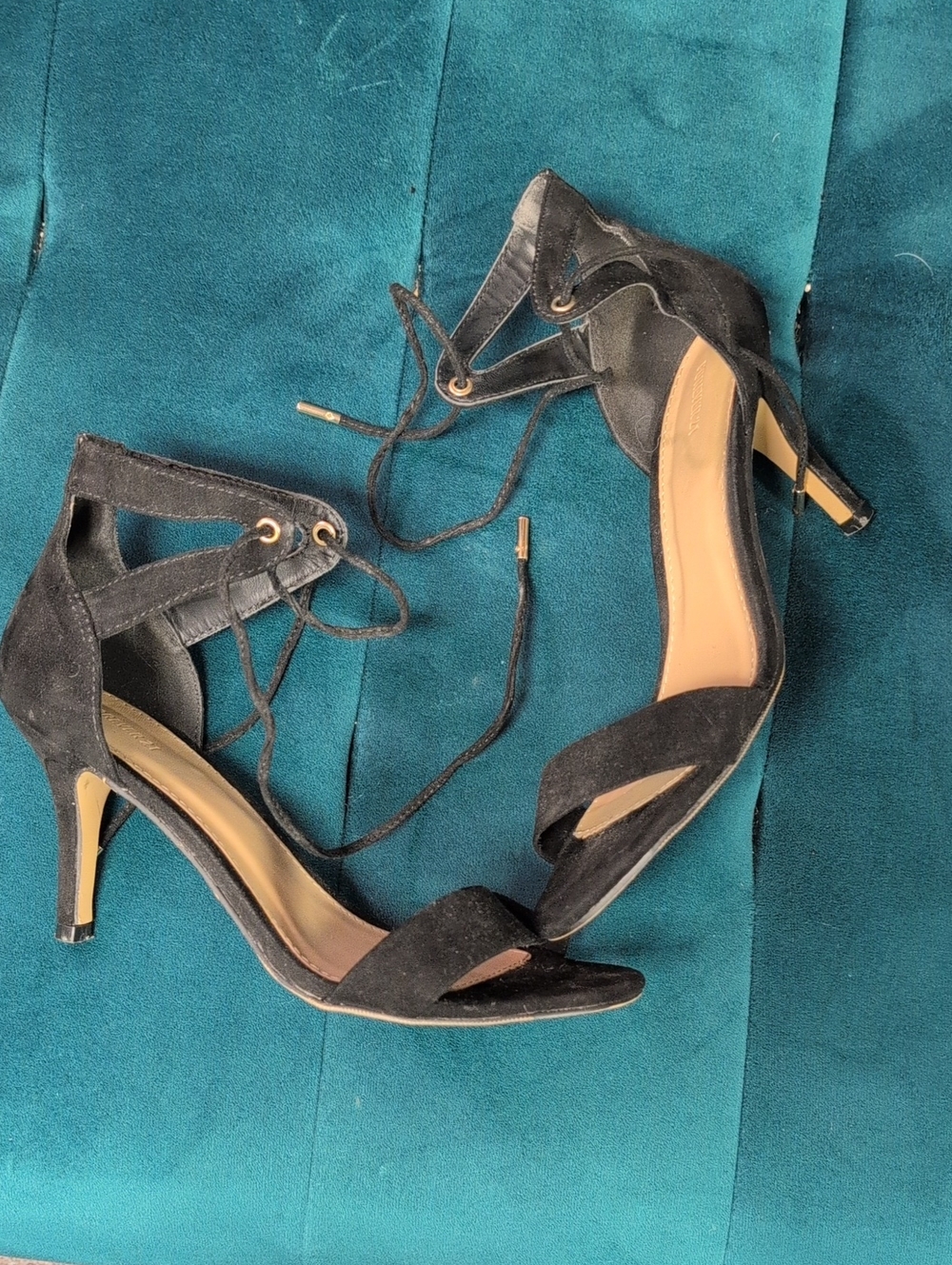 Forever 21 Black Suede Lace-Up Heels